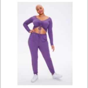 1X SET, Ruched Crop Top & Jogger set